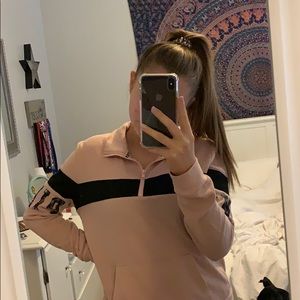 light pink collared sweatshirt